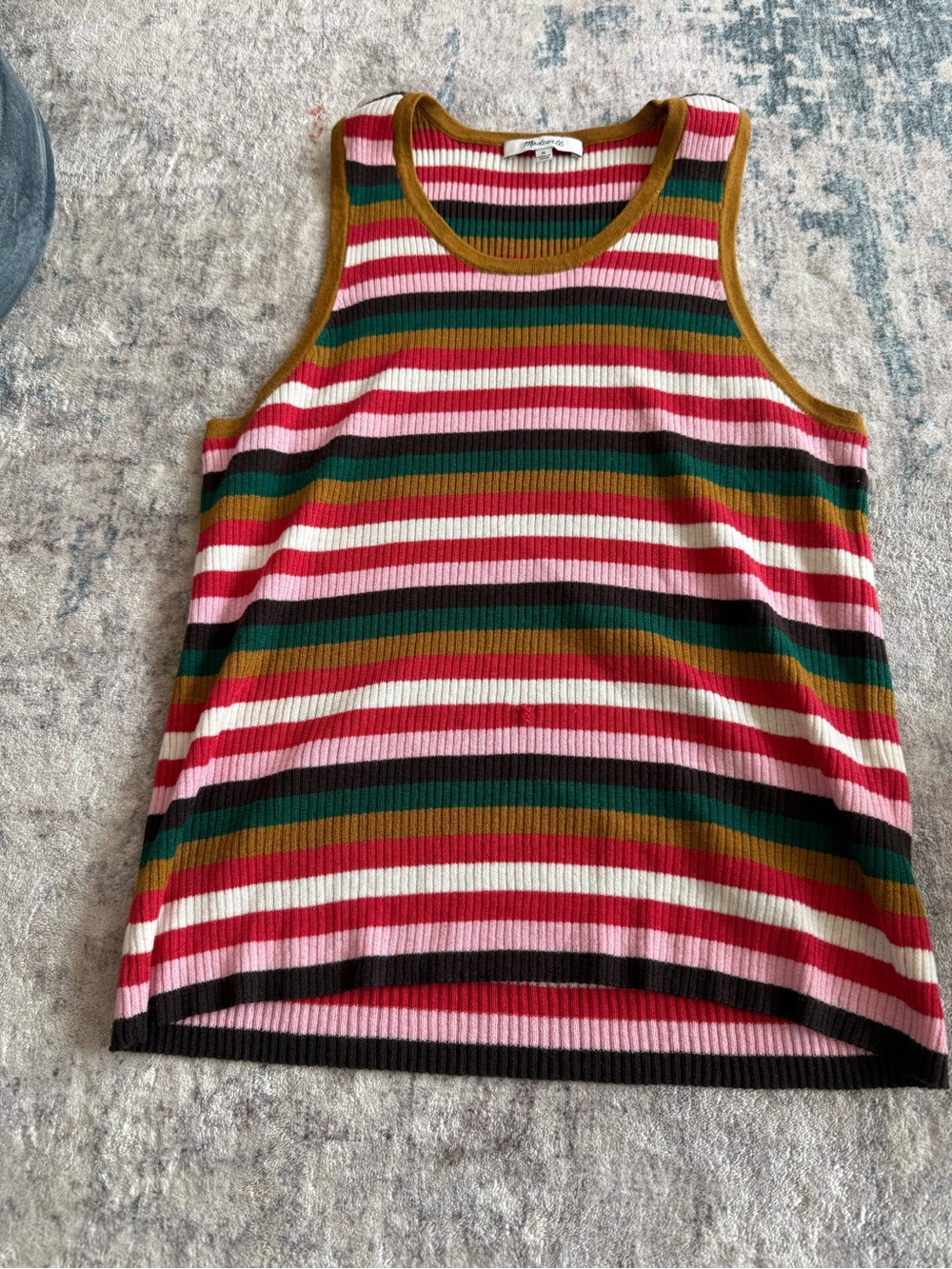 Madewell Size M Multi-Color Striped Ribbed Tank Top